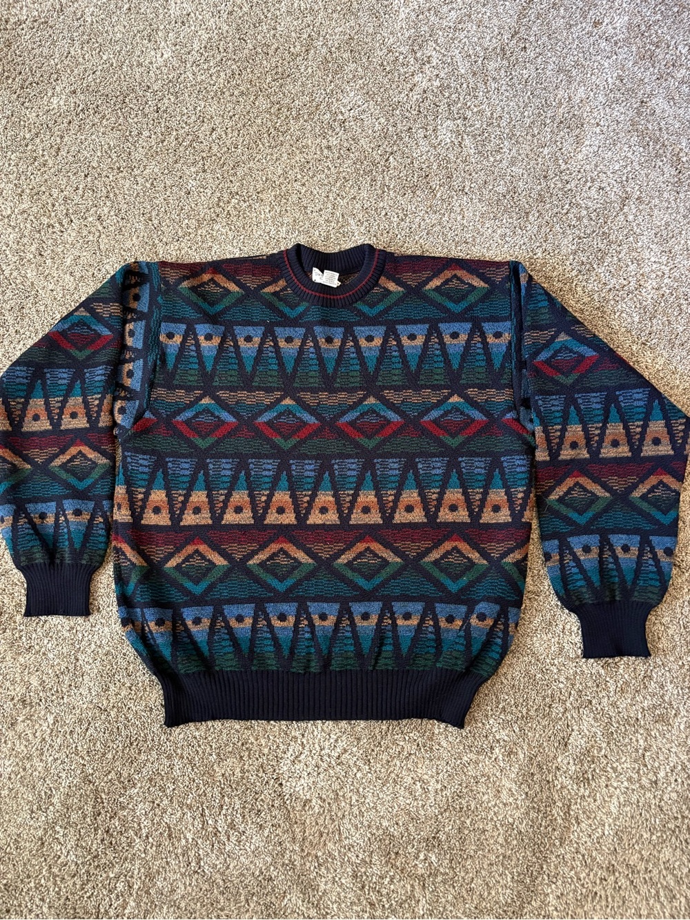 Vintage Tricots St Raphael XL 100% Wool Southwestern Aztec Sweater